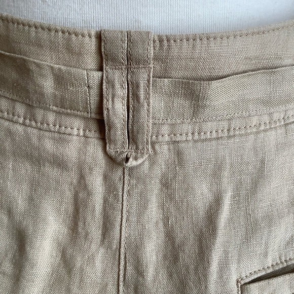 ESPRIT Tan Belted Linen Bermuda Shorts Size 6 - Picture 8 of 16